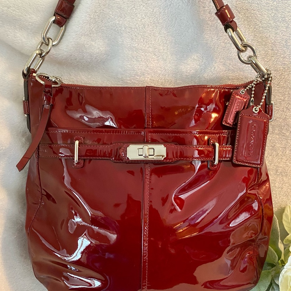 Coach Chelsea Red Patent Leather Shoulder Bag